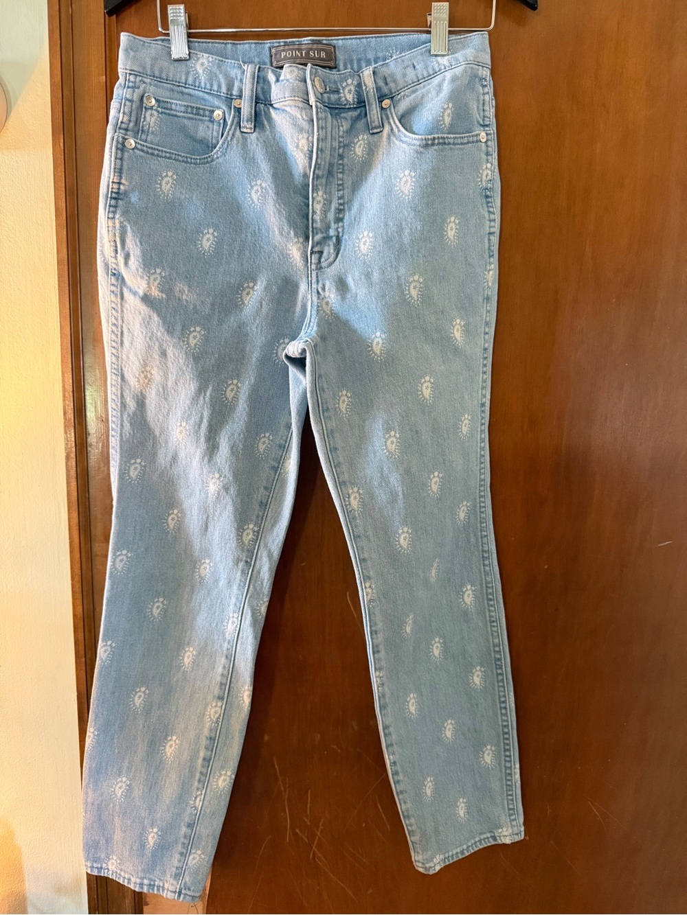 J.Crew Point Sur Light Blue High-Rise Jeans with Paisley Print